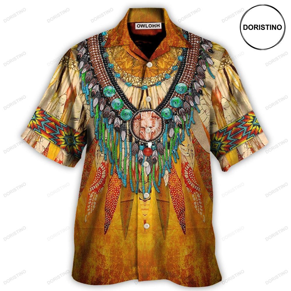 Native Cool Love Peace Orange Hawaiian Shirt