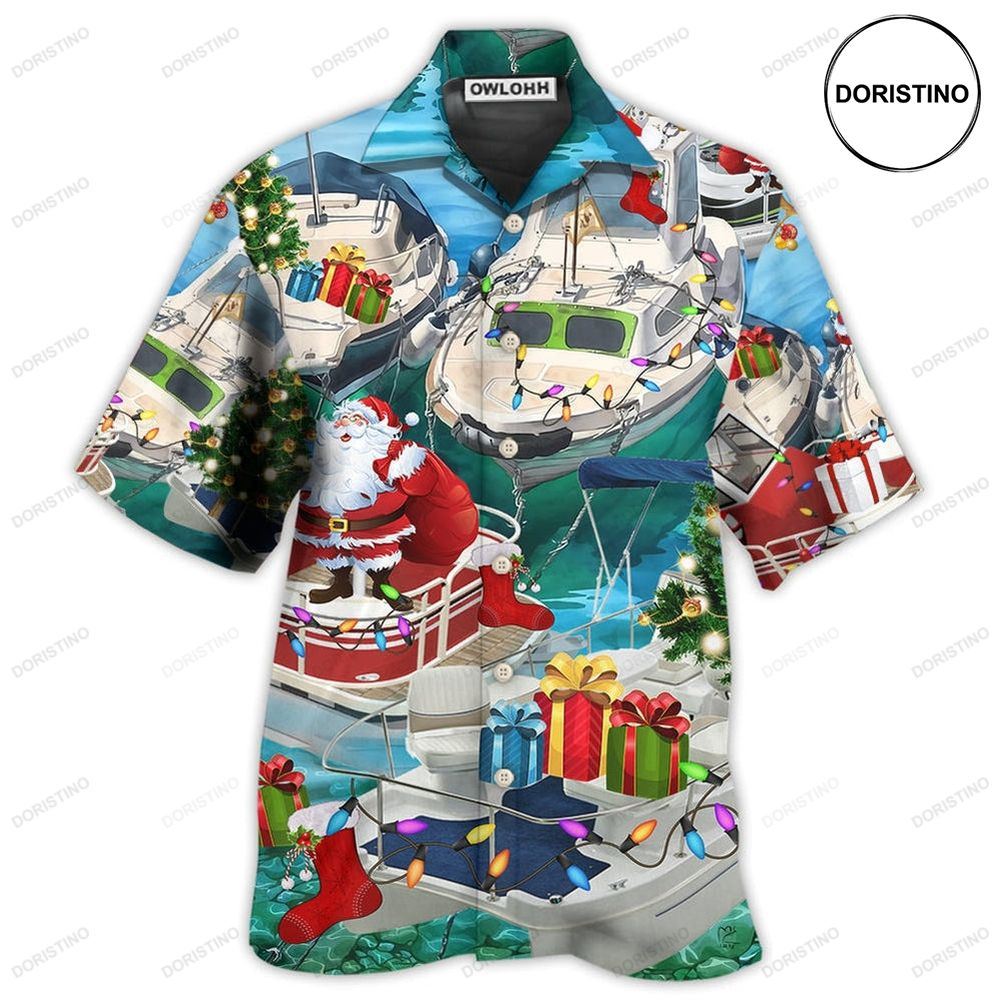 Pontoon Santa Claus's Pontoon Is Coming To Town Limited Edition Hawaiian Shirt