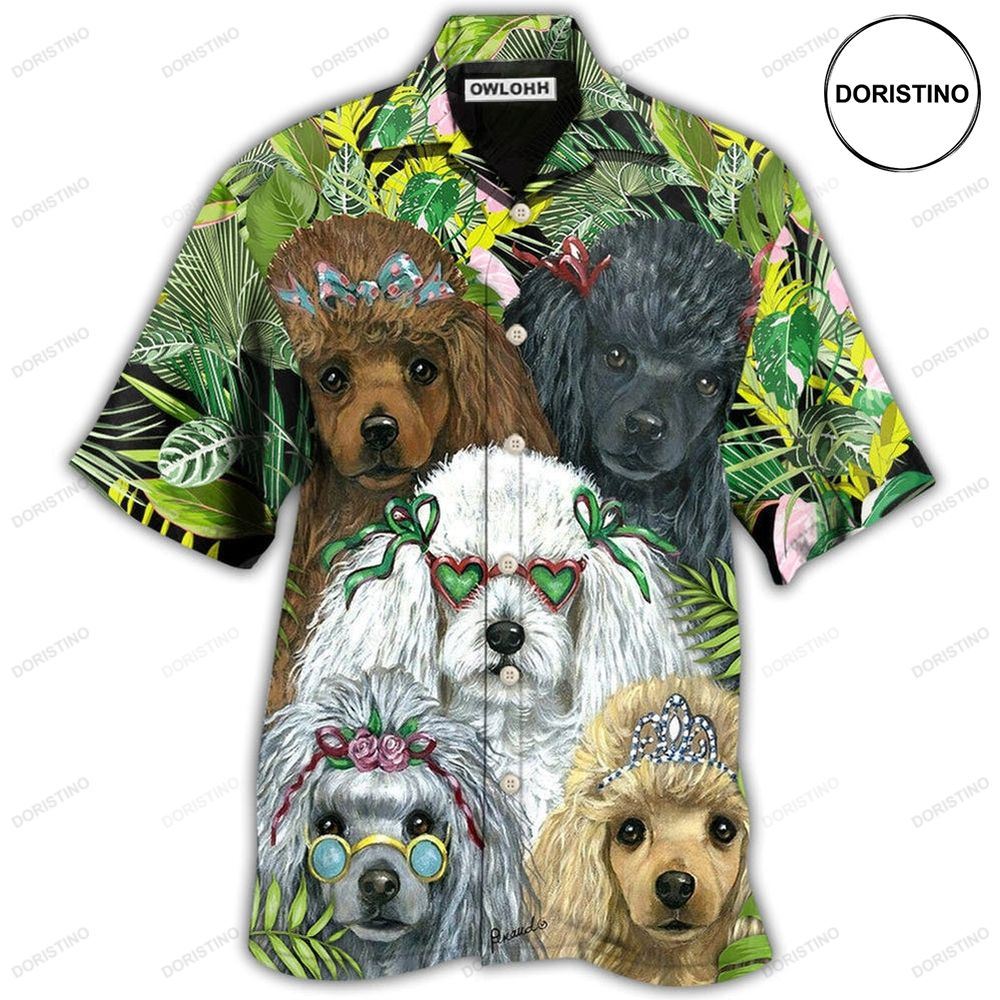 Poodle Dog Green Tropical Awesome Hawaiian Shirt