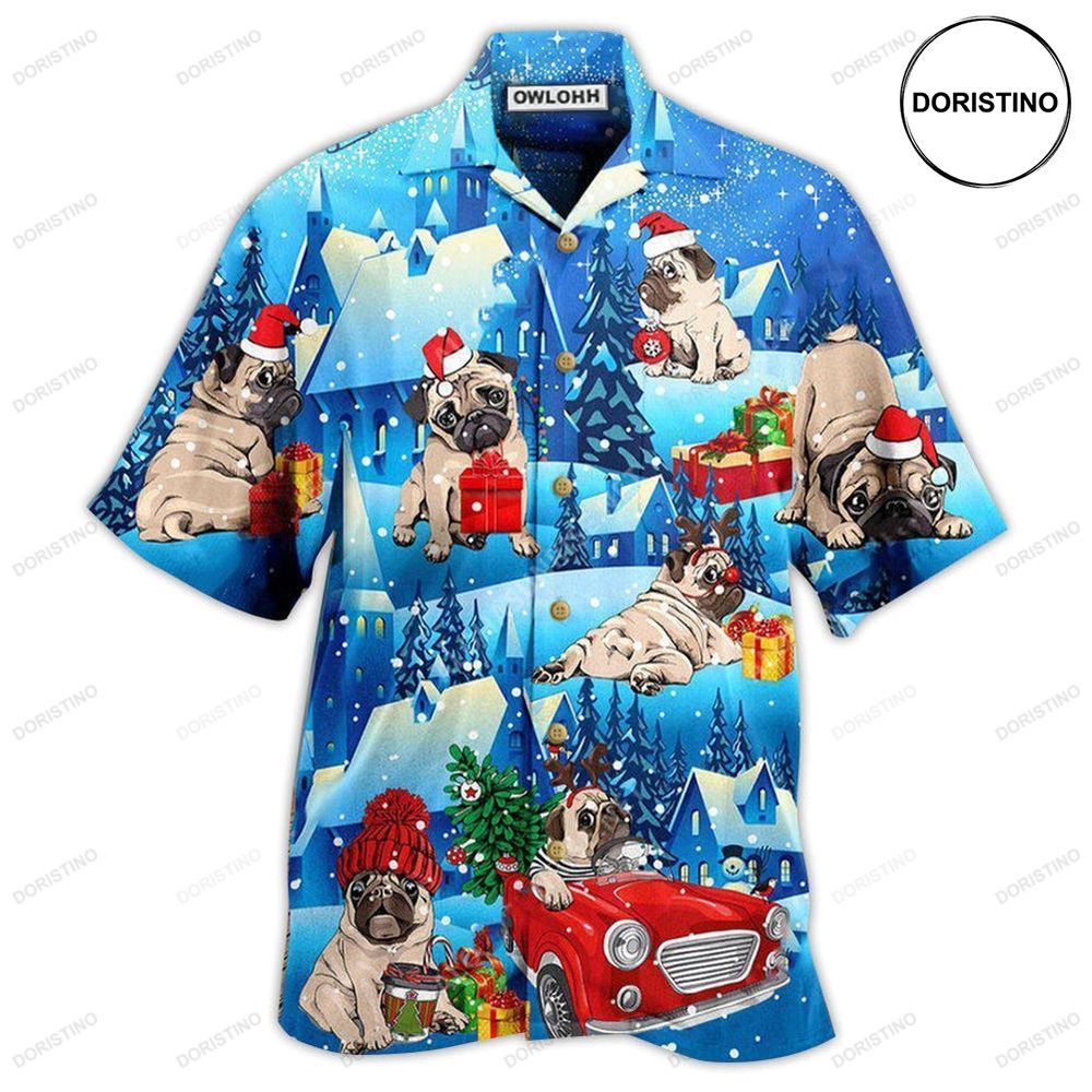 Pug Dog Merry Chrismas With My Pug Hawaiian Shirt