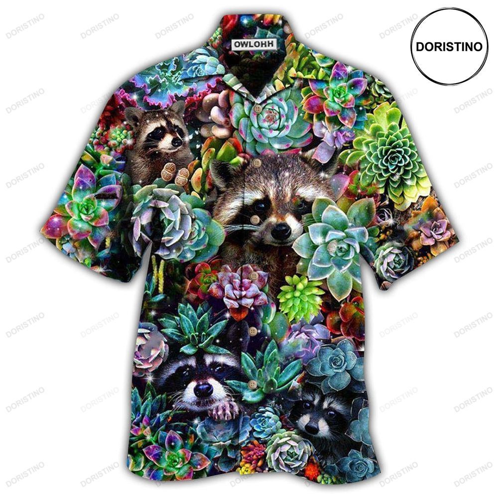 Raccoon Animals Succulent Awesome Hawaiian Shirt