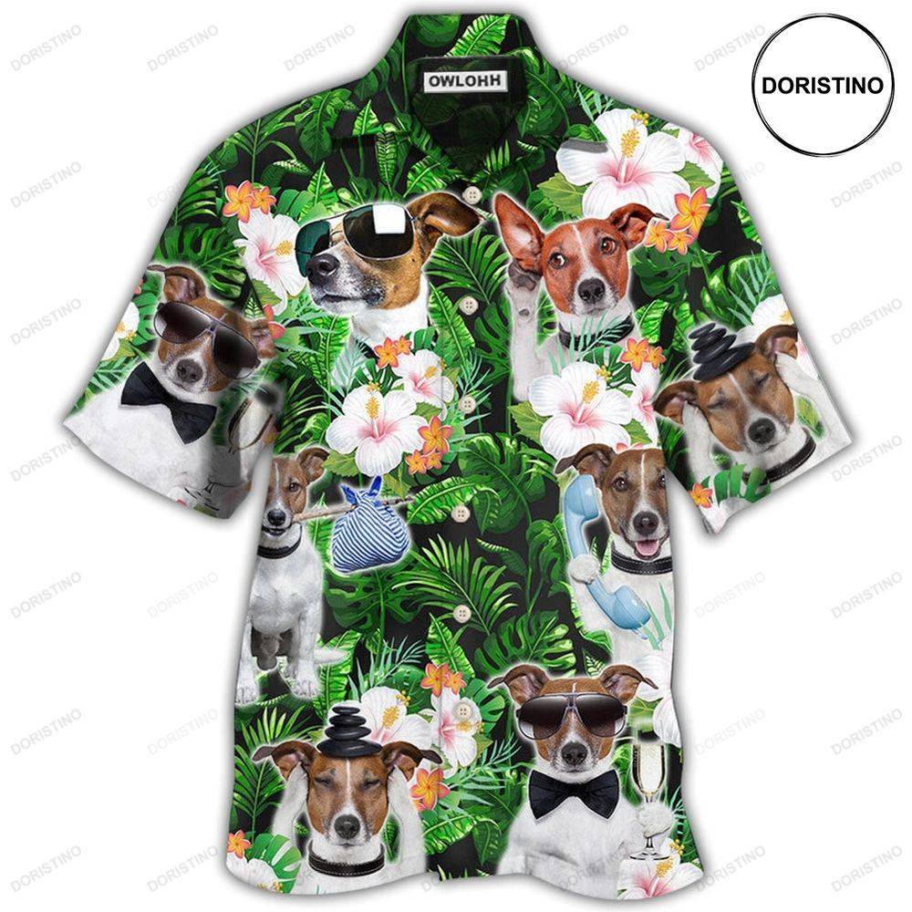 Rat Terrier Green Tropical Dog Lover Hawaiian Shirt
