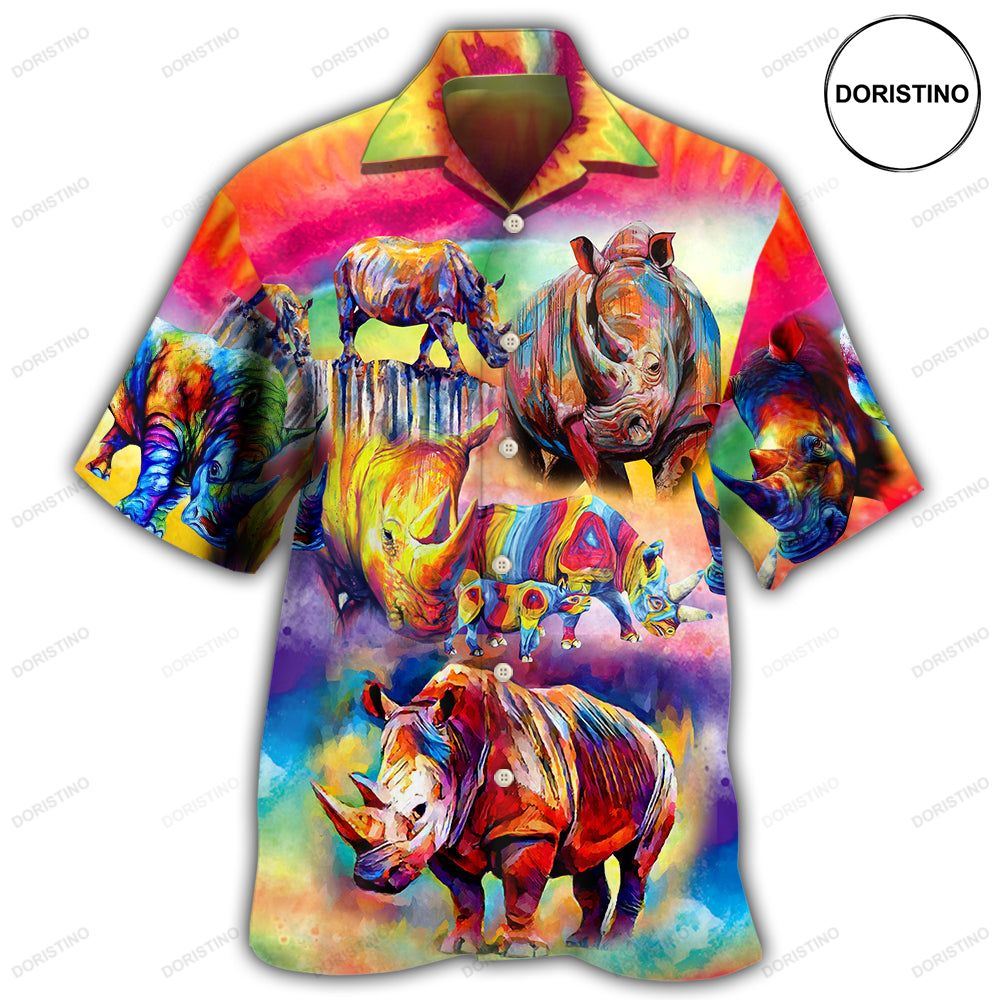 Rhino Painting So Much Cool Hawaiian Shirt