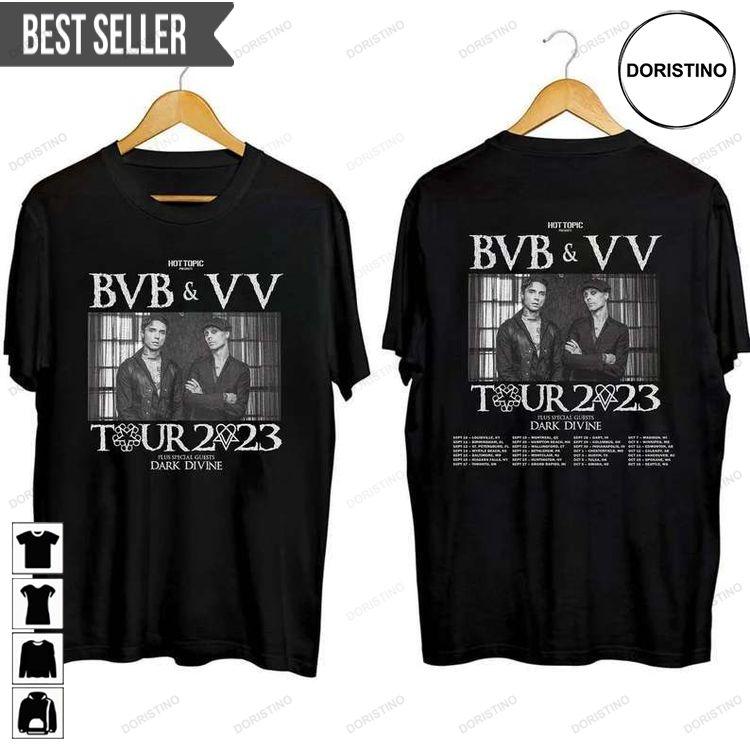 Black Veil Brides And Vv Ville Valo Co-headline Tour 2023 Short-sleeve Doristino Limited Edition T-shirts