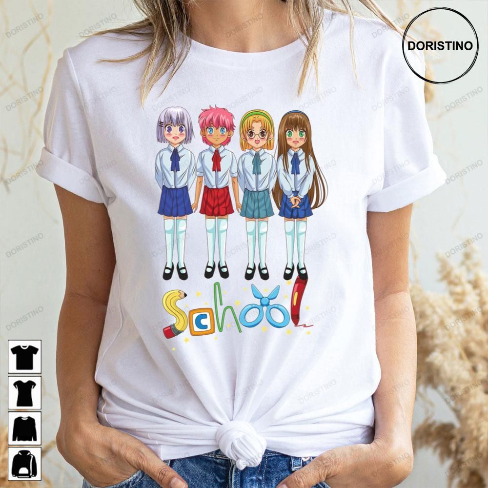 School Day Anime Happy 100 Day Of School Fitted Scoop Awesome Shirts