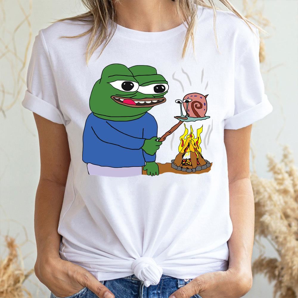 Apu Apustaja Roasting Gary The Snail On A Fire Pepe The Frog Doristino Limited Edition T-shirts