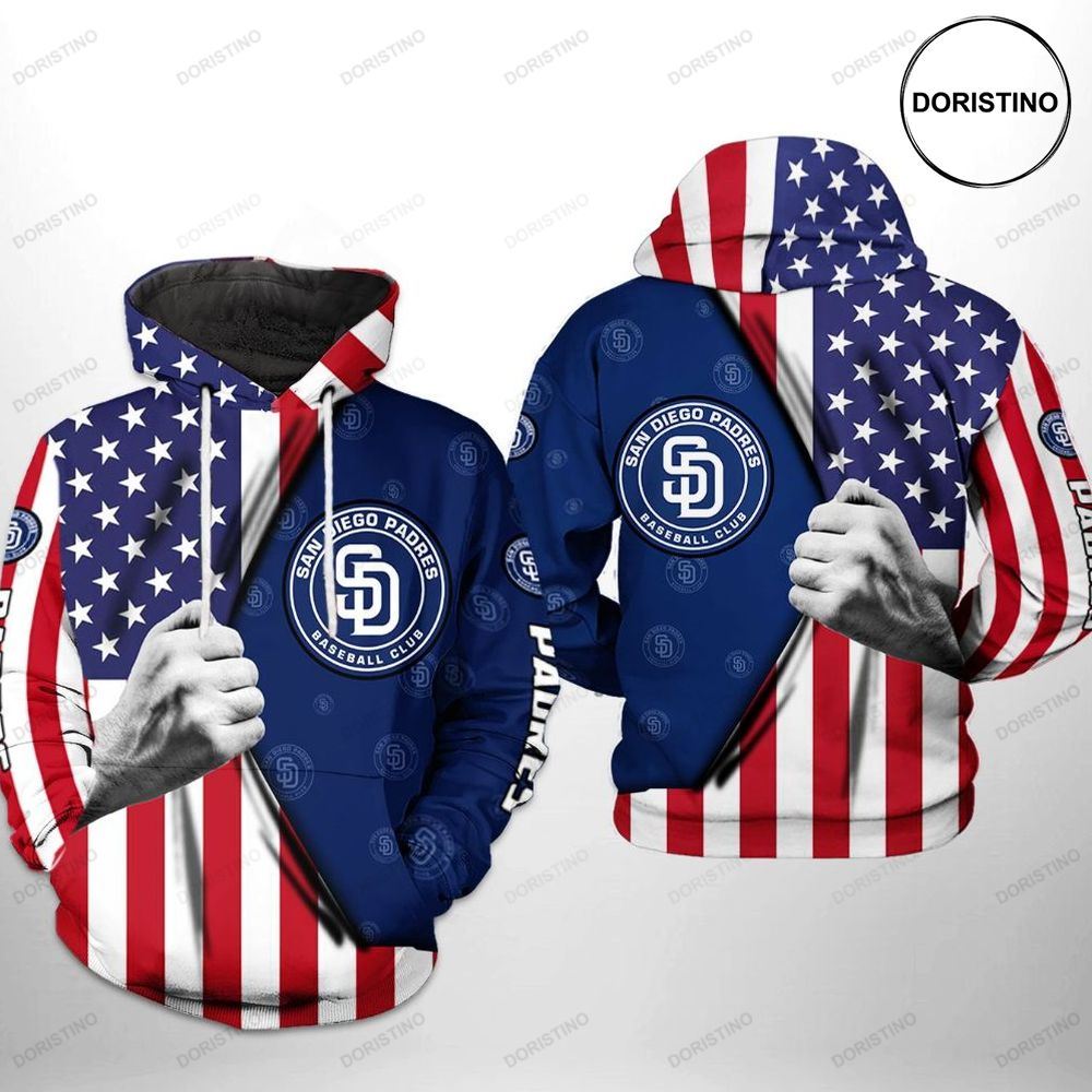 San Diego Padres Mlb Us Flag Limited Edition 3d Hoodie