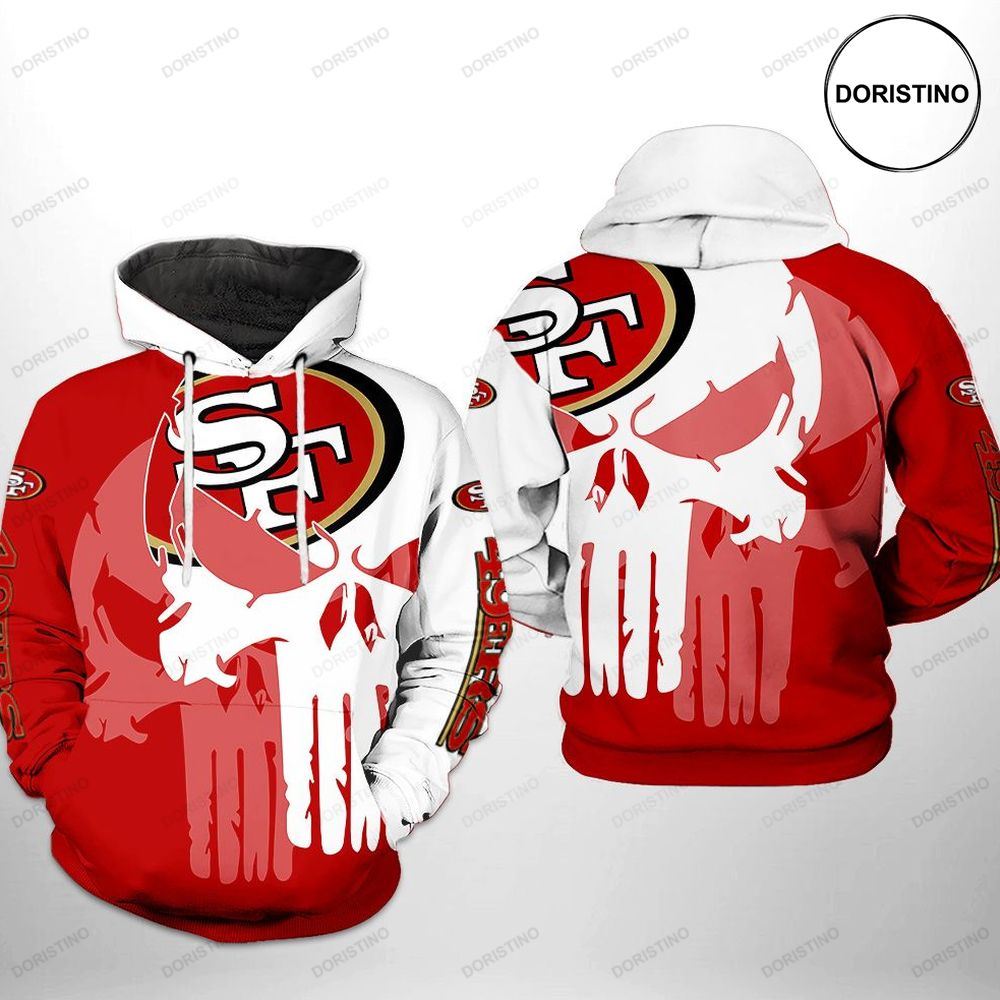 San Francisco 49ers Nfl Team Skull Awesome 3D Hoodie