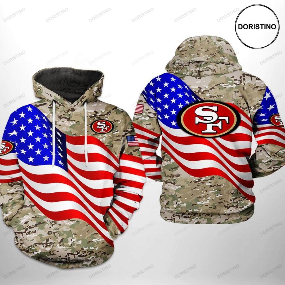 San Francisco 49ers Nfl Us Flag Camo Veteran Team Awesome 3D Hoodie