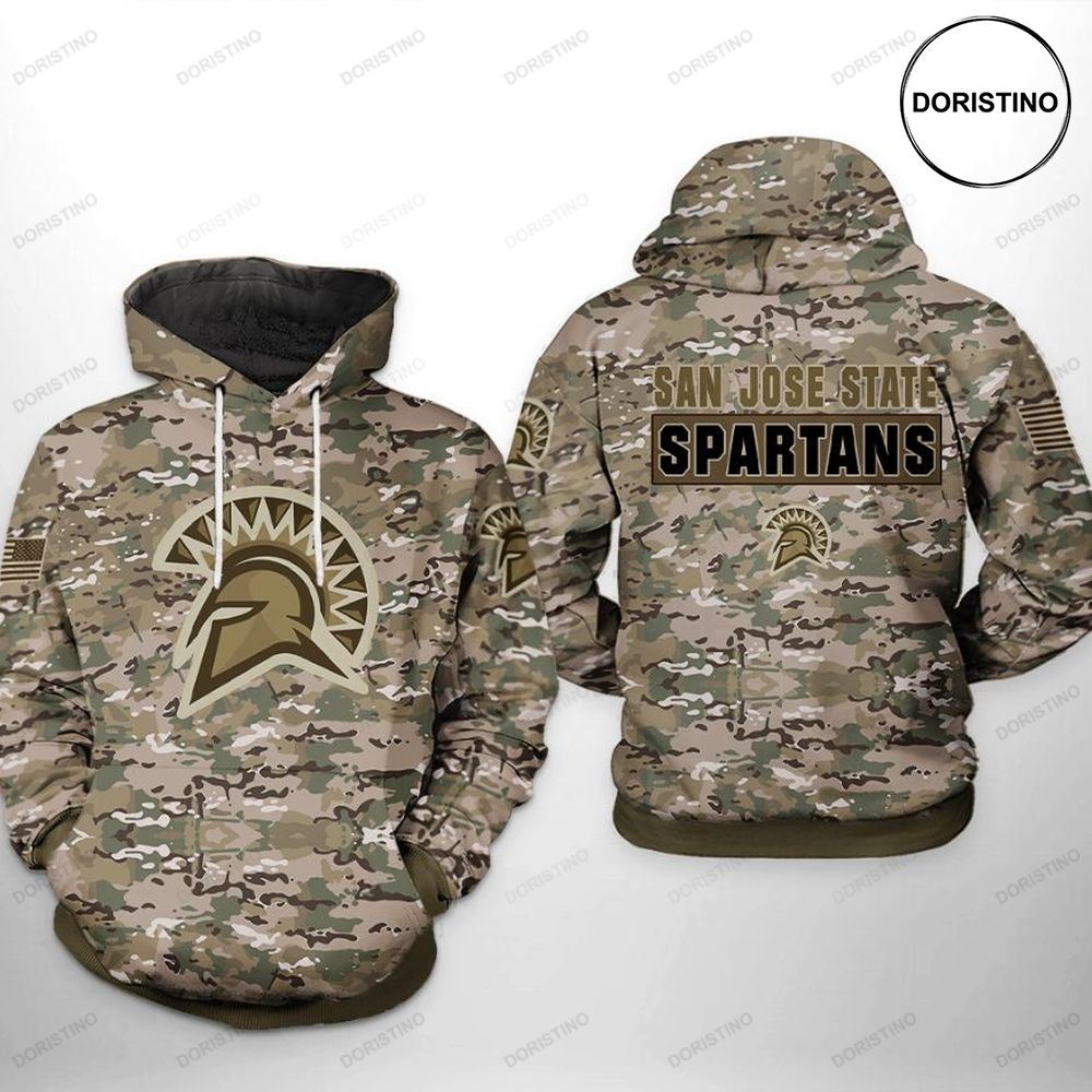 San Jose State Spartans Ncaa Camo Veteran Awesome 3D Hoodie