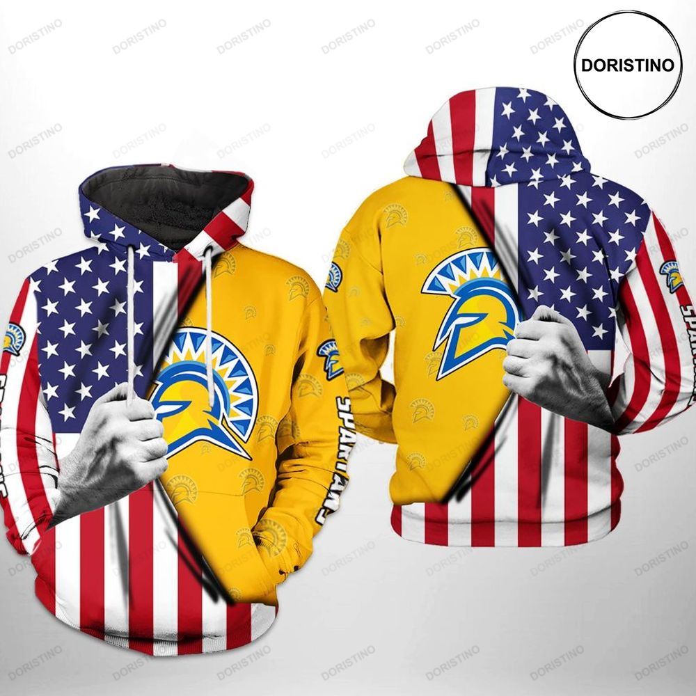 San Jose State Spartans Ncaa Us Flag All Over Print Hoodie