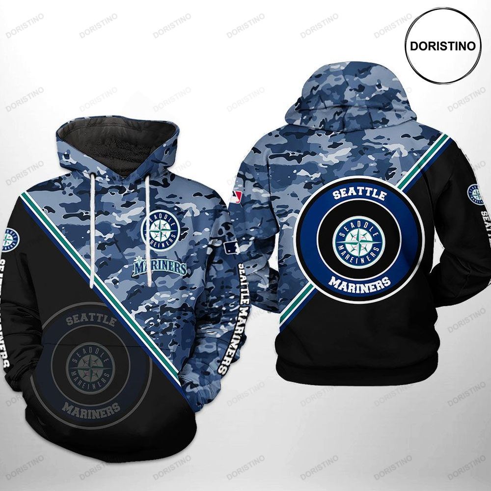 Seattle Mariners Mlb Camo Team Awesome 3D Hoodie