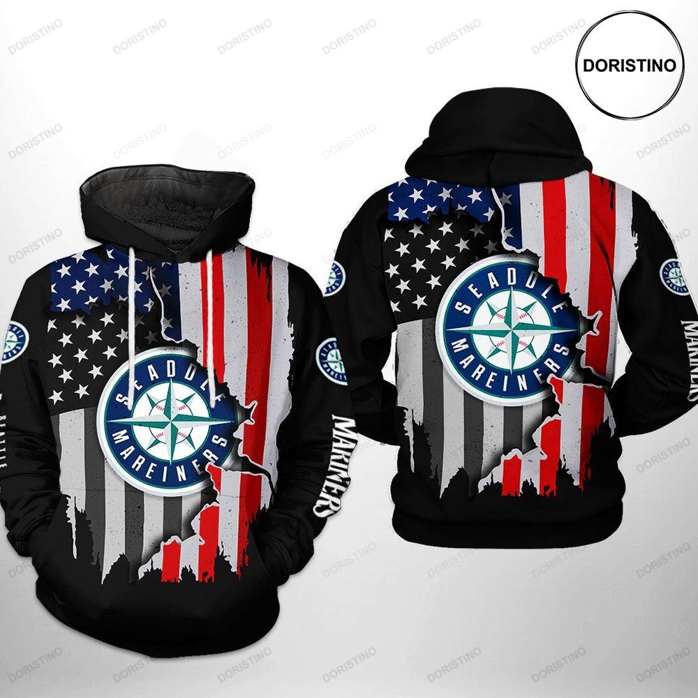Seattle Mariners Mlb Us Flag Awesome 3D Hoodie