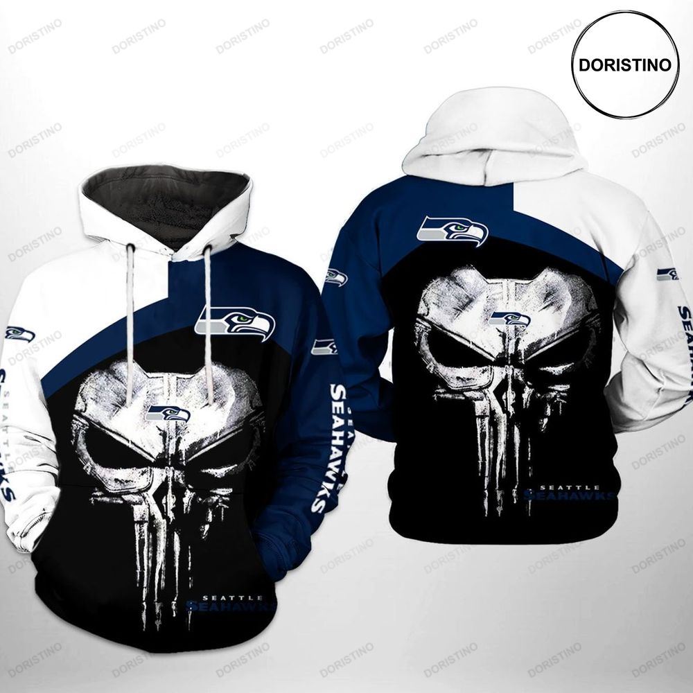 Seattle Seahawks Nfl Skull Punisher Team Limited Edition 3d Hoodie