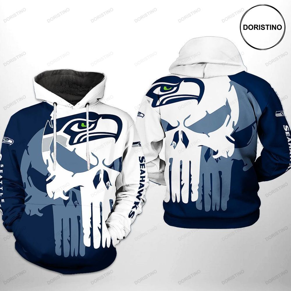 Seattle Seahawks Nfl Team Skull Awesome 3D Hoodie