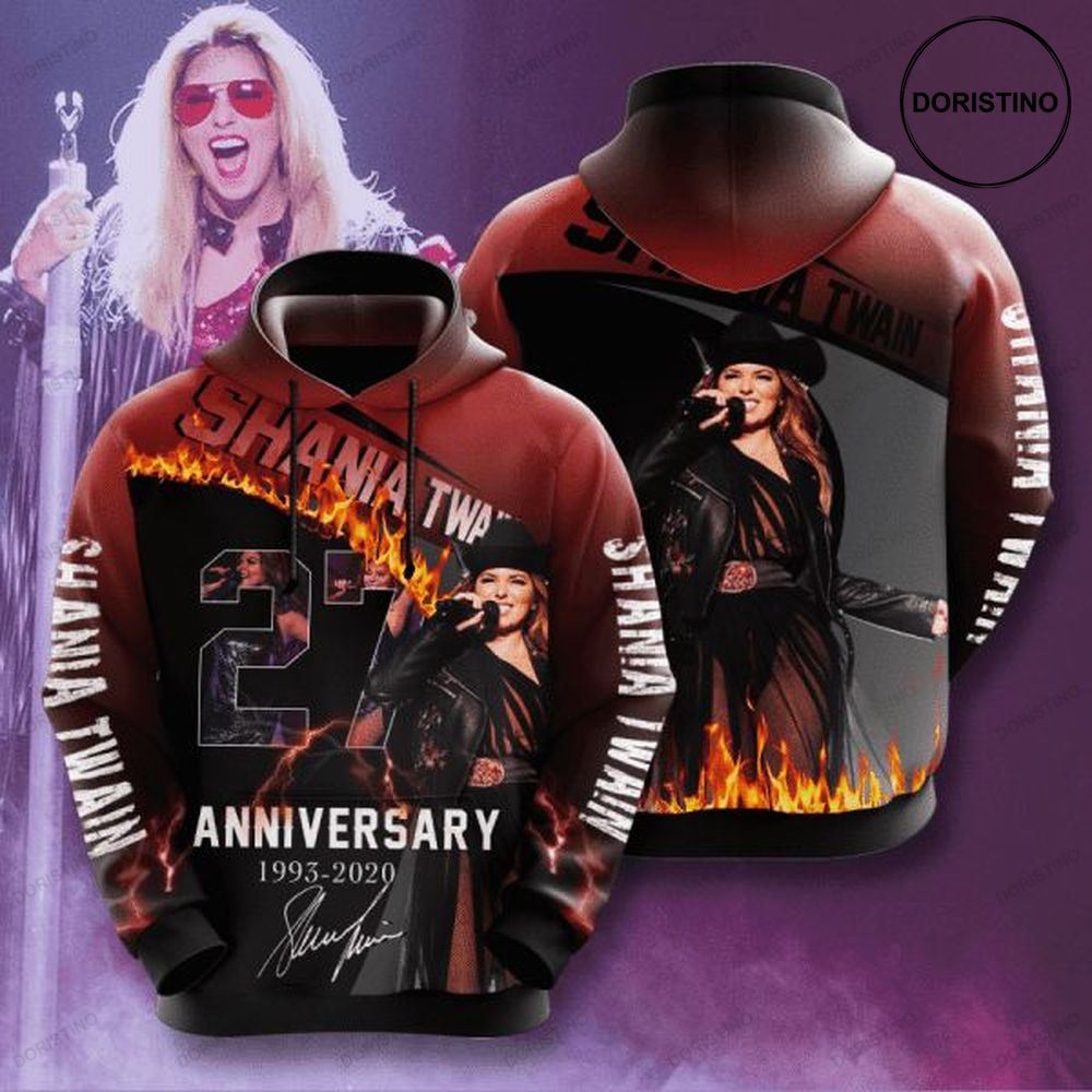 Shania Twain 27th Anniversary 1973 2020 Signature Design Gift For Fan Custom Ed Awesome 3D Hoodie