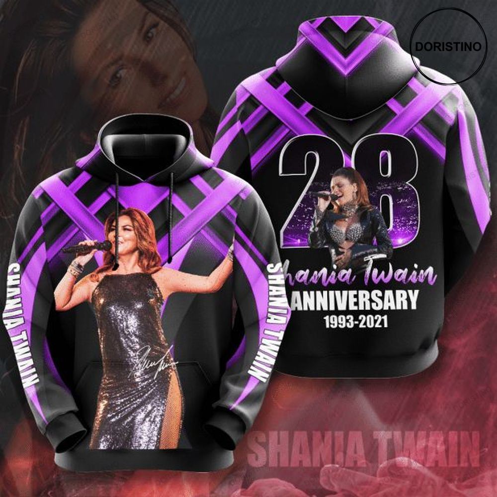 Shania Twain 28th Anniversary 1993 2021 Signature Design Gift For Fan Custom Ed All Over Print Hoodie