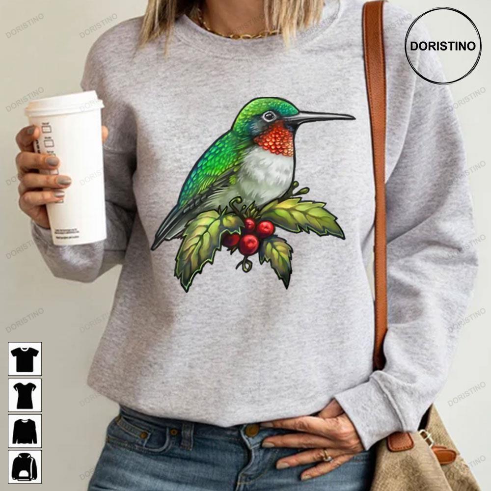 Holiday Bird Ruby Hummingbird Christmas 2 Doristino Sweatshirt Long Sleeve Hoodie