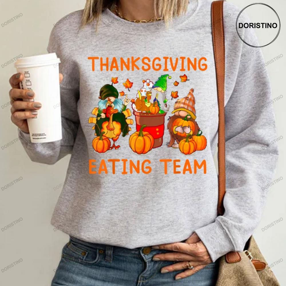 Turkey Pumpkin And Gnomes Thanksgiving Eating Team Trending Style