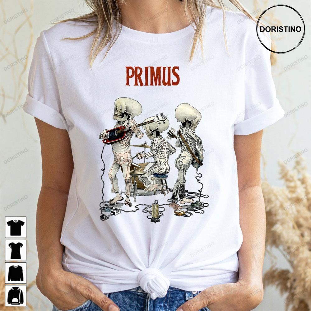Primus Skeleton Playing On The Guitar Les Claypool Limited Edition T-shirts
