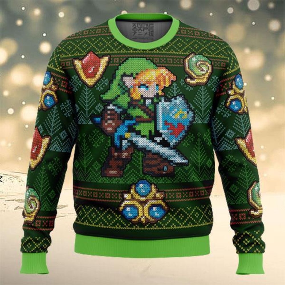 Zelda Link Green Ugly Christmas Sweater Champions Zelda Ugly…