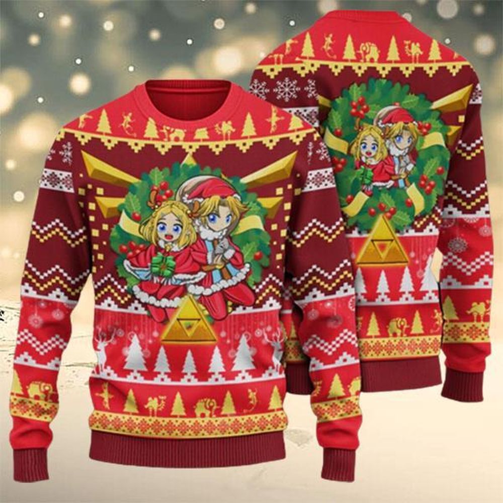 Zelda X Link Characters Legend Of Zelda Ugly Christmas Sweater…