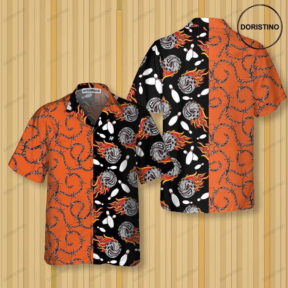 Bowling Fire Pattern Flame Striking Bowling Best Gift For Bowling Players Hawaiian Shirt