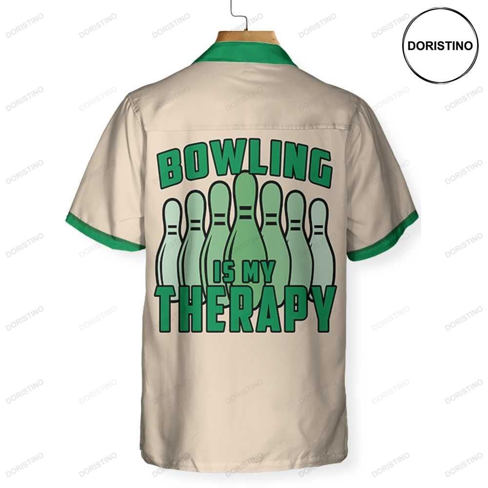 Bowling Is My Therapy Green And White Bowling Best Gift For Bowling Players Limited Edition Hawaiian Shirt