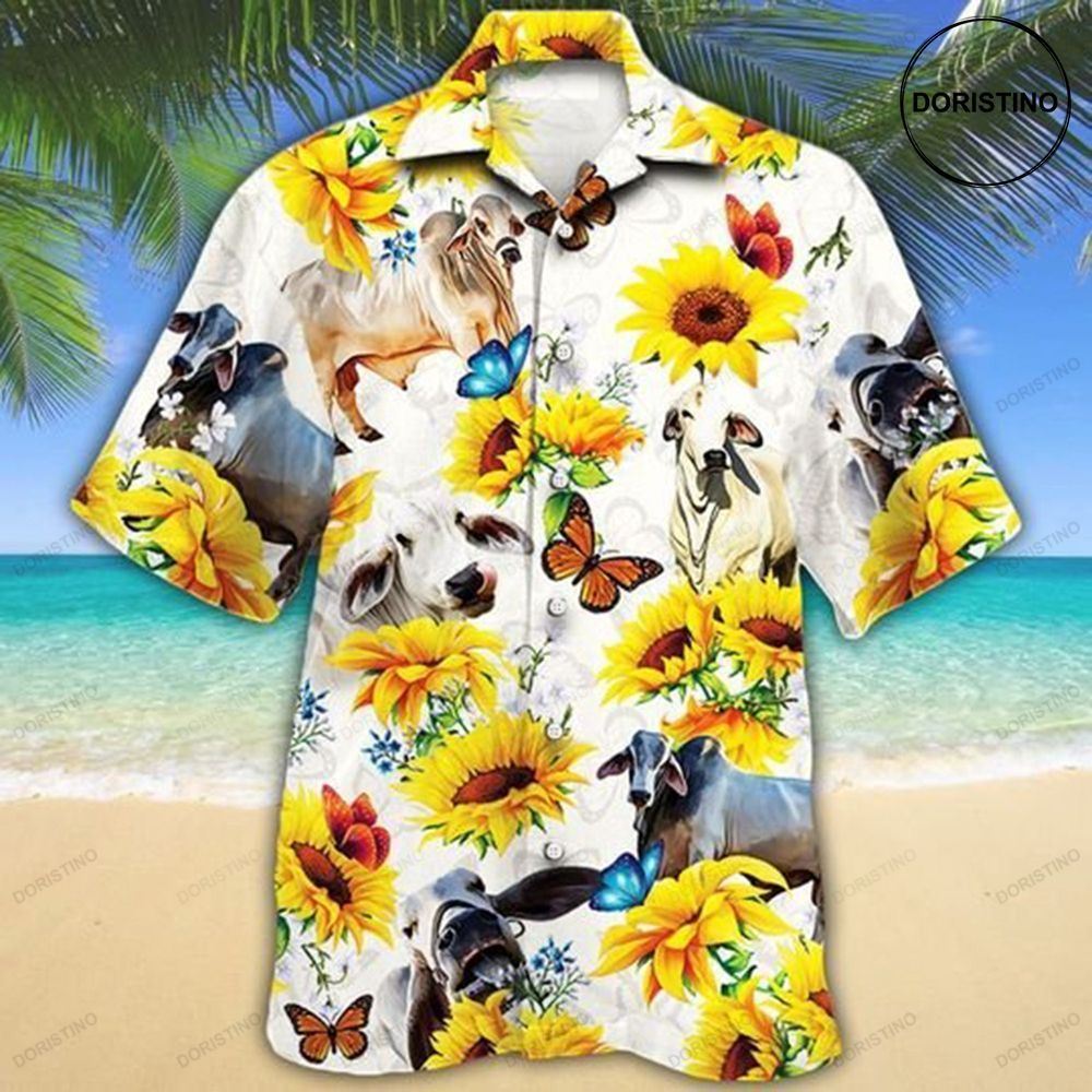 Brahman Cattle Sunflower Limited Edition Hawaiian Shirt