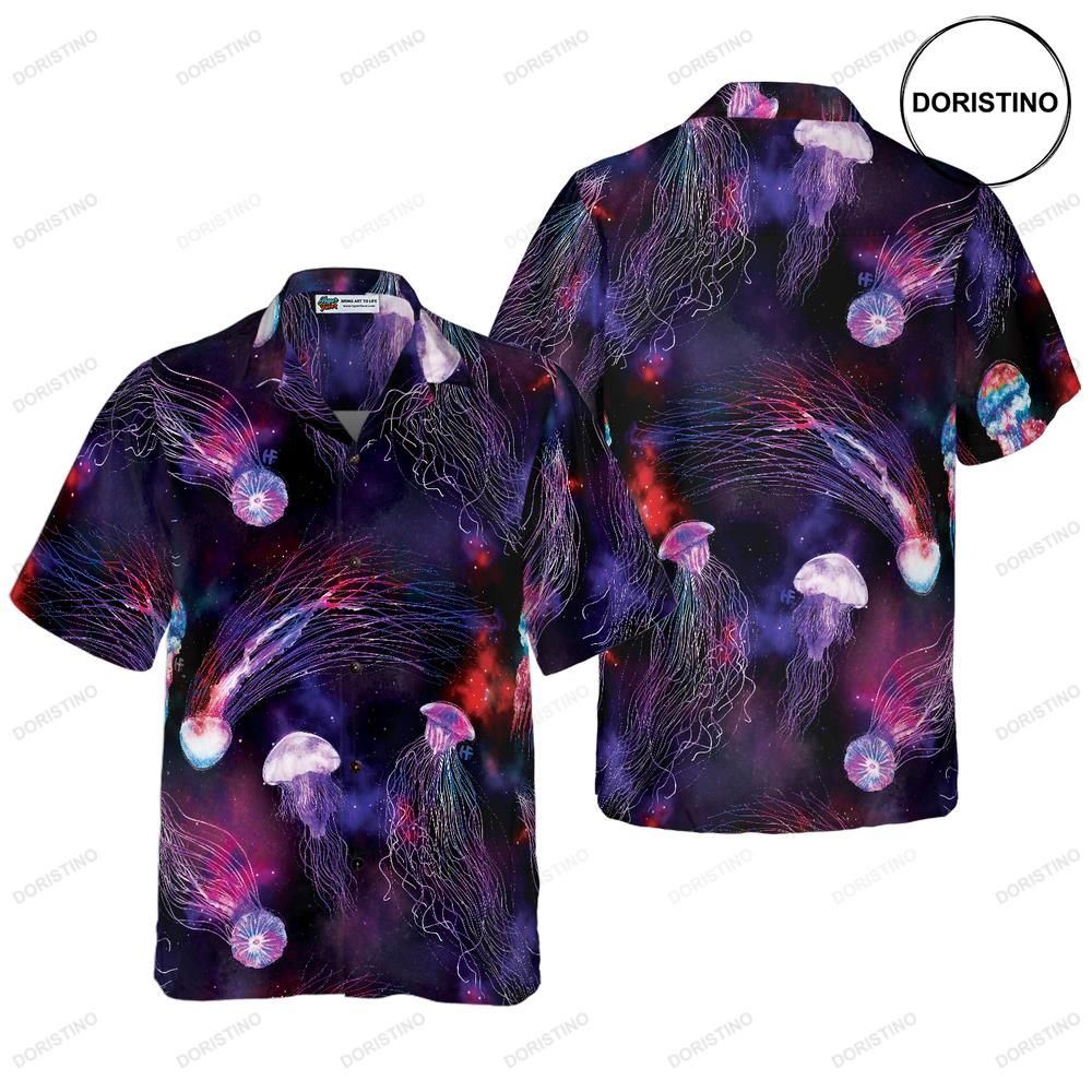 Bright Night Galaxy With Jellyfishes Hawaiian Shirt