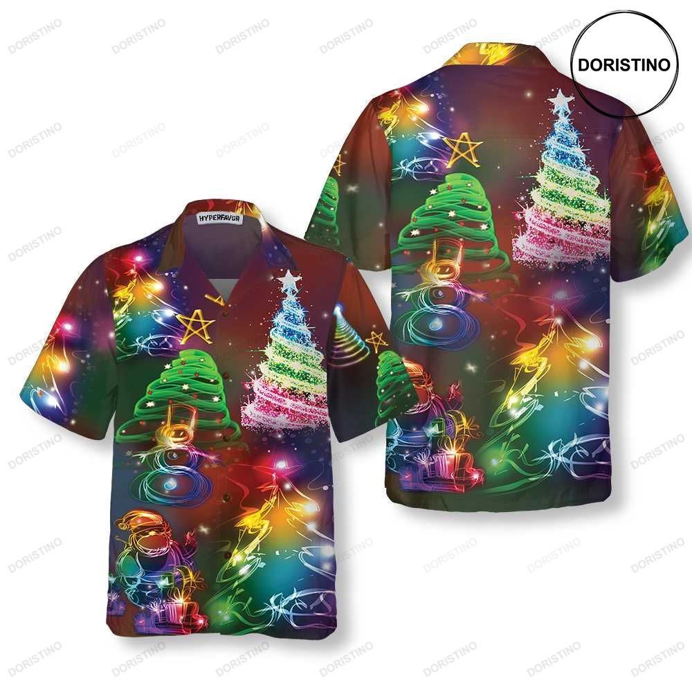 Bright Night Merry Christmas 3d Colorful Christmas Tree Best Gift For Christmas Limited Edition Hawaiian Shirt