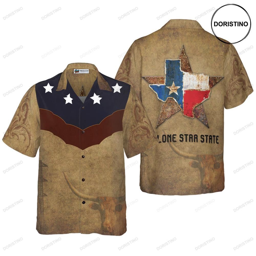 Brown Vintage Floral Damask Pattern Texas The Lone Star State Texas Home Proud Awesome Hawaiian Shirt
