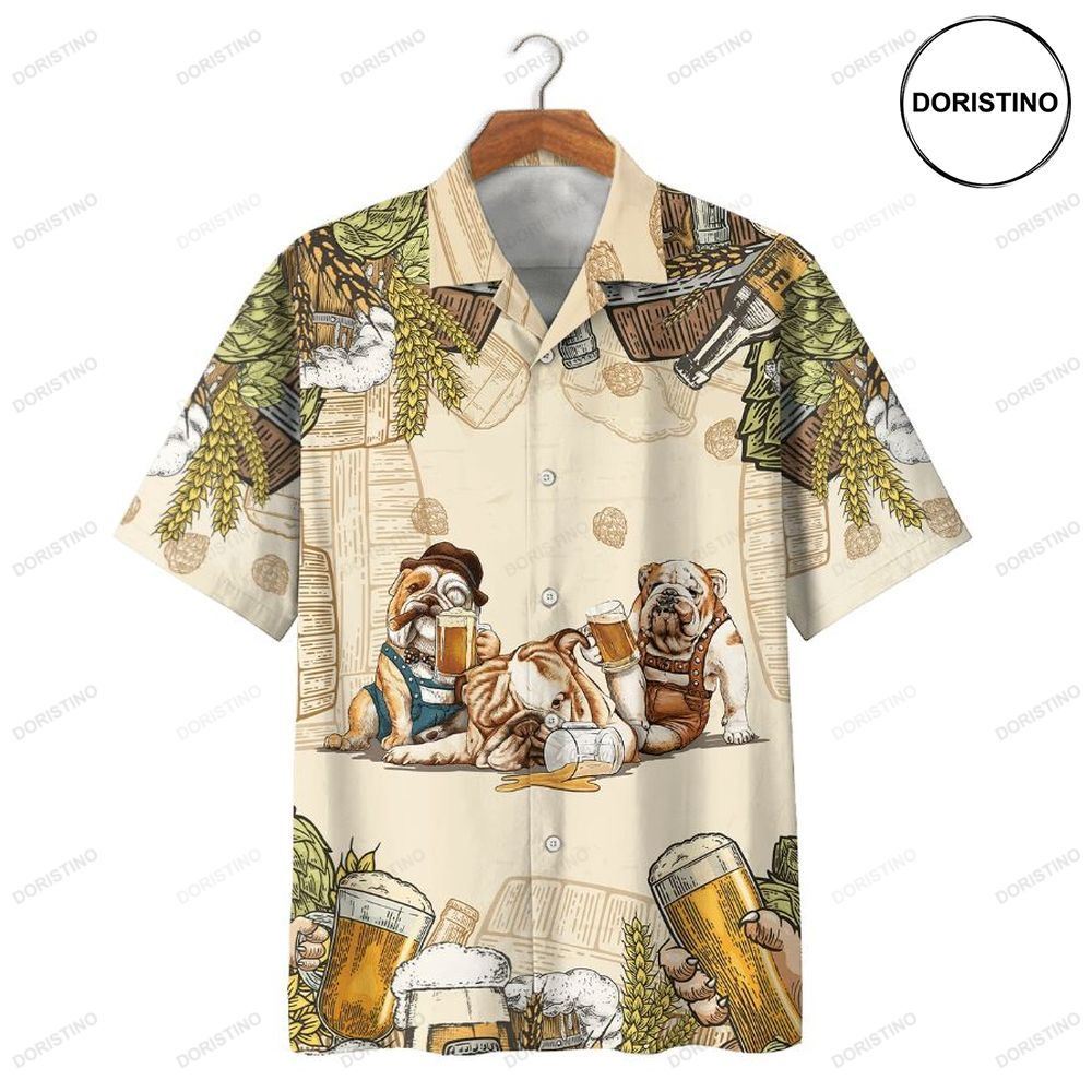 Bulldogs Drink Beer Print Limited Edition Hawaiian Shirt