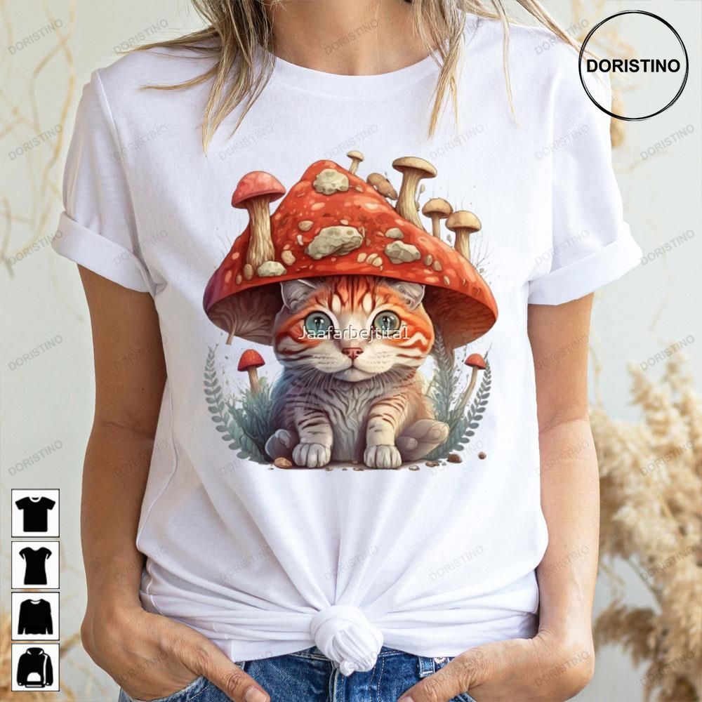 Cut Cat Wearing A Mushroom Hat Limited Edition T-shirts