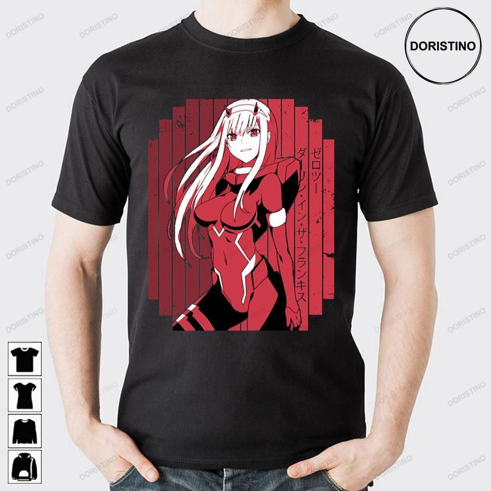 Zero Two Red Darling In The Franxx Anime Red Background Awesome Shirts