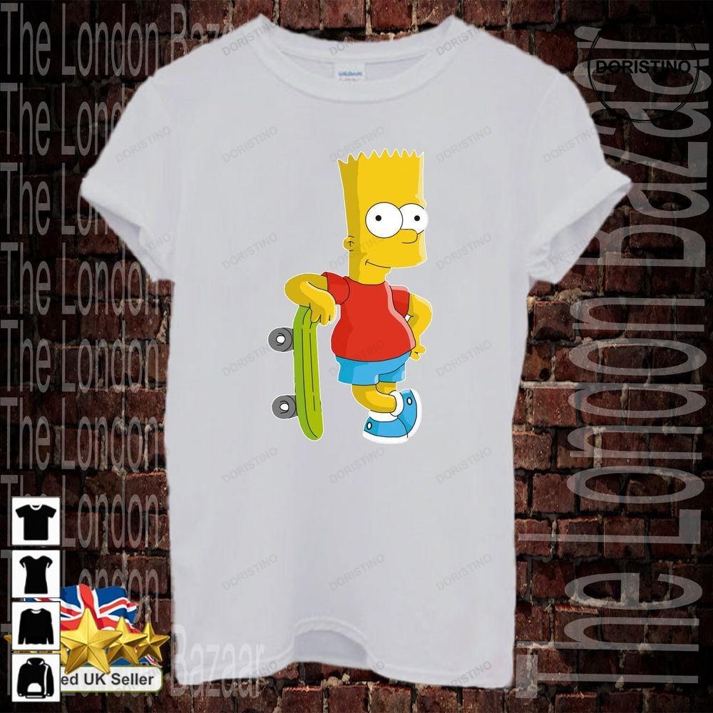 Bart Simpson Cartoon Funny Skateboard The Simpsons Limited Edition T-shirts