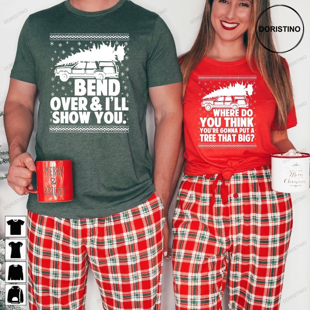 Bend Over And Ill Show You Christmas Couple Matching Awesome Shirts