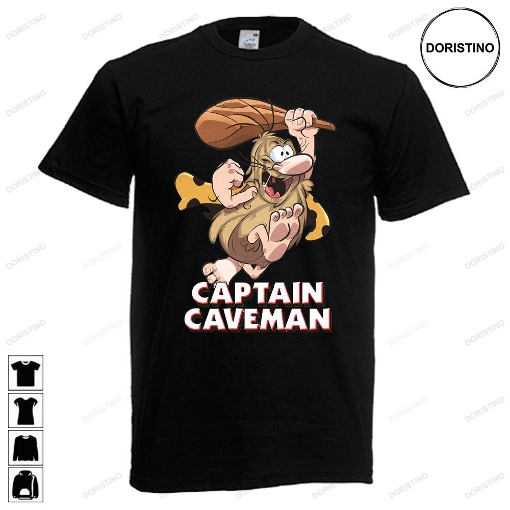 Captain Caveman Retro Cartoon Mens Red Black Gray Awesome Shirts