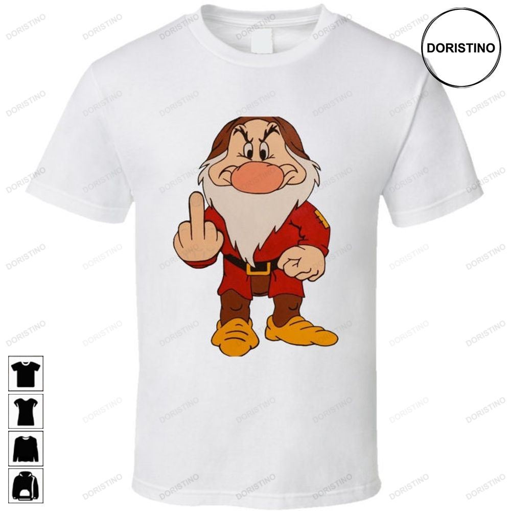 Grumpy Dwarf Middle Finger Funny Cartoon Awesome Shirts