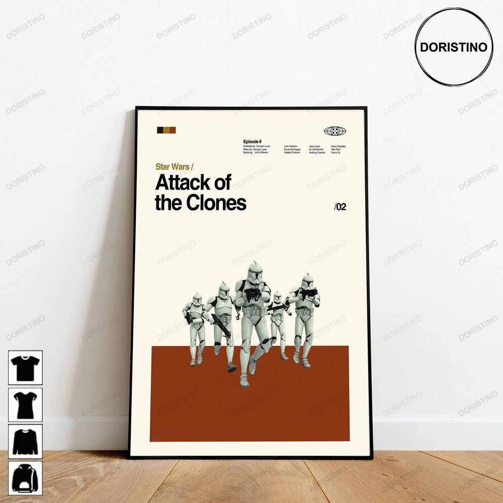 Attack Of The Clones Star Wars Retro Minimalist Art Retro Modern Vintage Limited Edition Posters (No Frame)