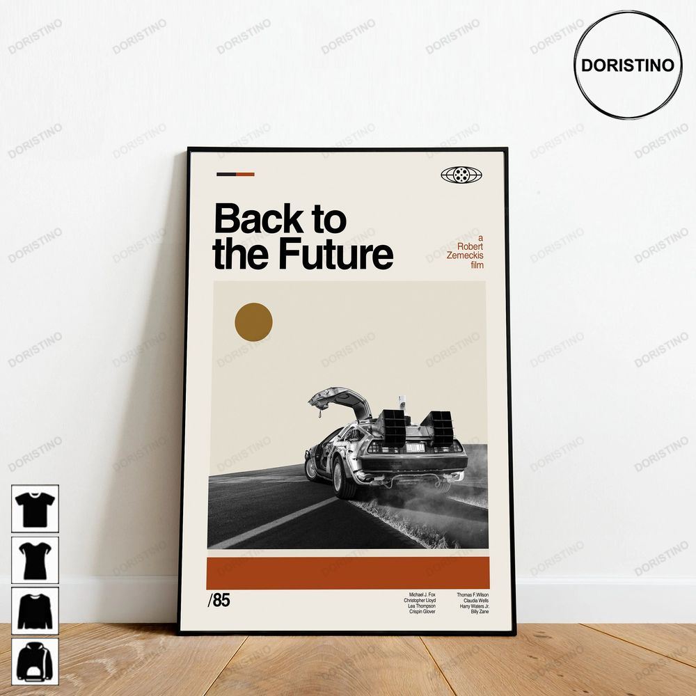 Back To The Future Delorean Retro Movie Minimalist Art Retro Modern Vintage Trending Style Poster (No Frame)