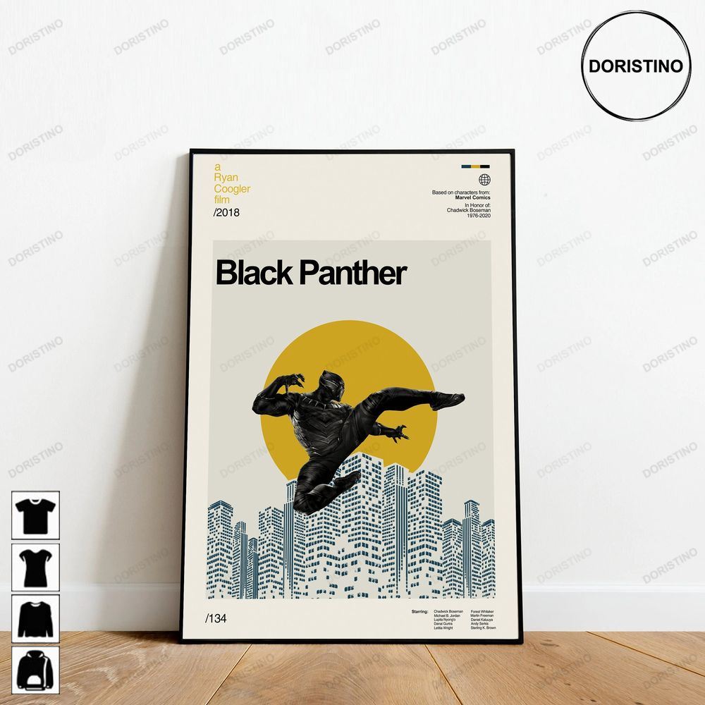 Black Panther Retro Movie Minimalist Art Retro Modern Vintage Ver Trending Style Poster (No Frame)