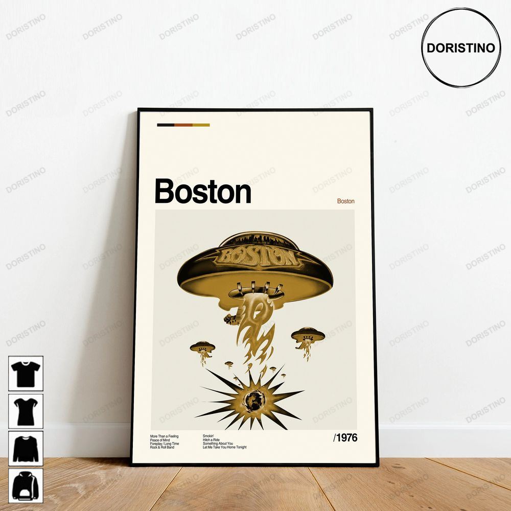 Boston Music Album Print Minimalist Art Retro Modern Vintage Wall Decor Trending Style Poster (No Frame)