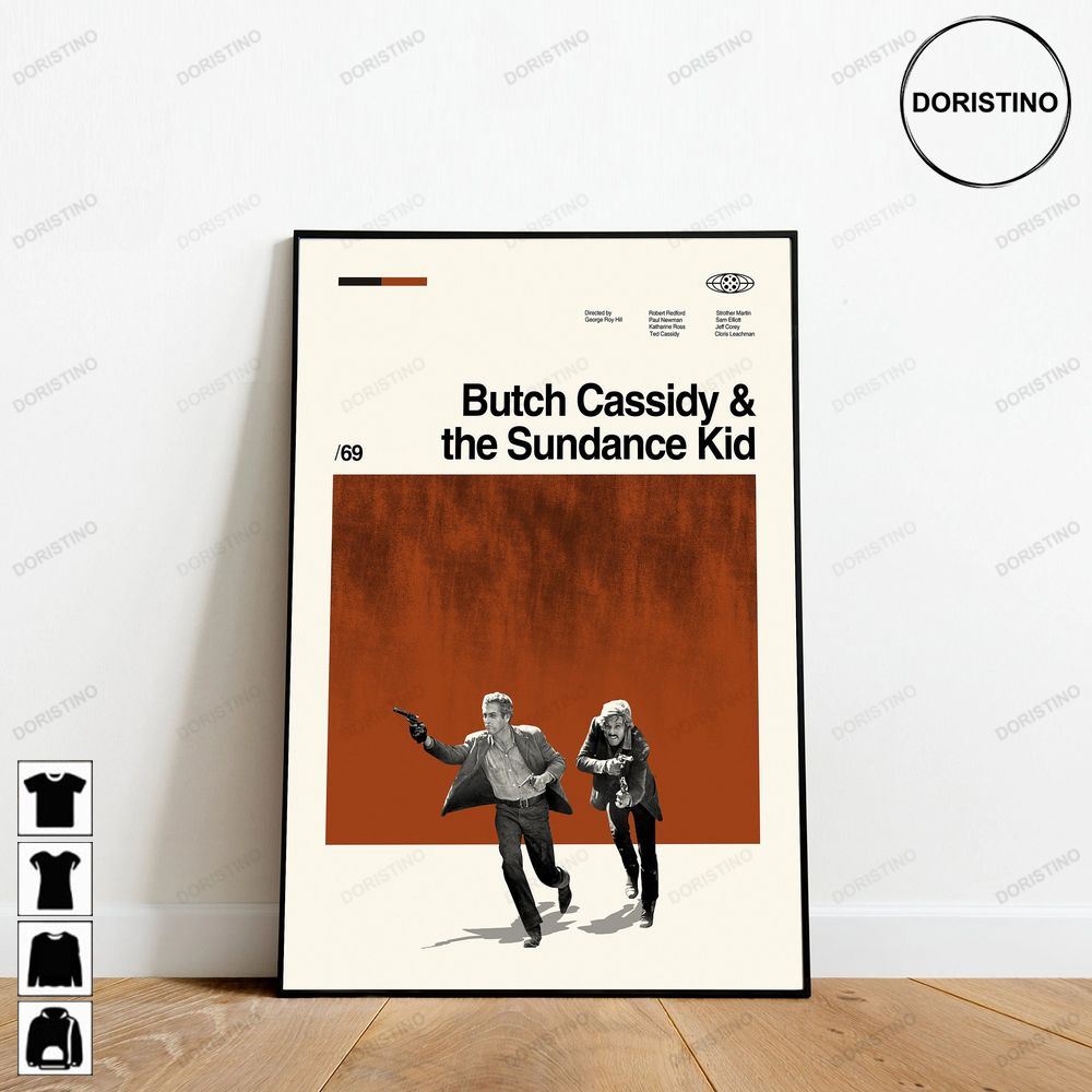 Butch Cassidy And The Sundance Kid 1969 Minimalist Art Retro Modern Vintage Abtract Art Trending Style Poster (No Frame)