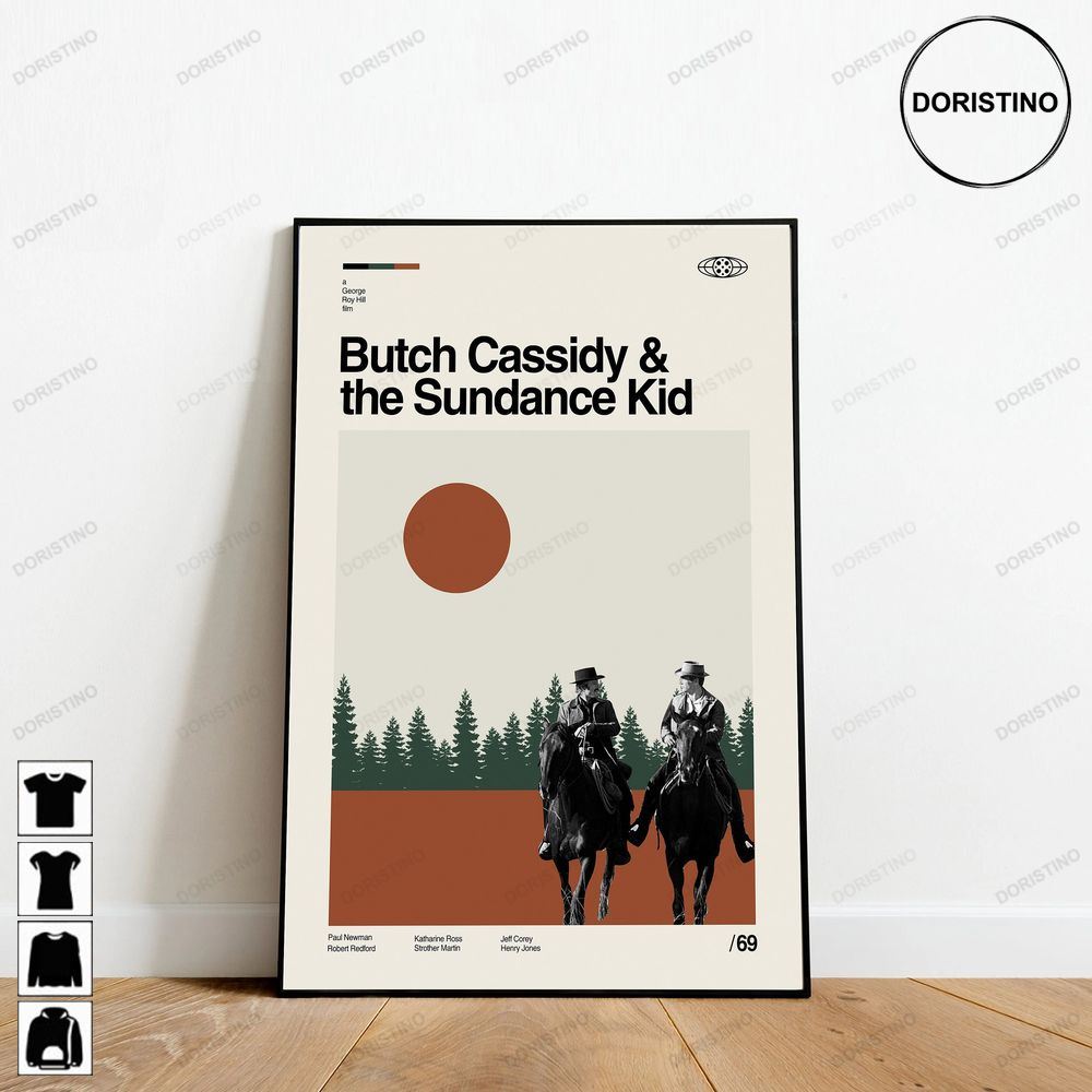 Butch Cassidy And The Sundance Kid 1969 Retro Movie Minimalist Art Retro Modern Vintage Limited Edition Posters (No Frame)