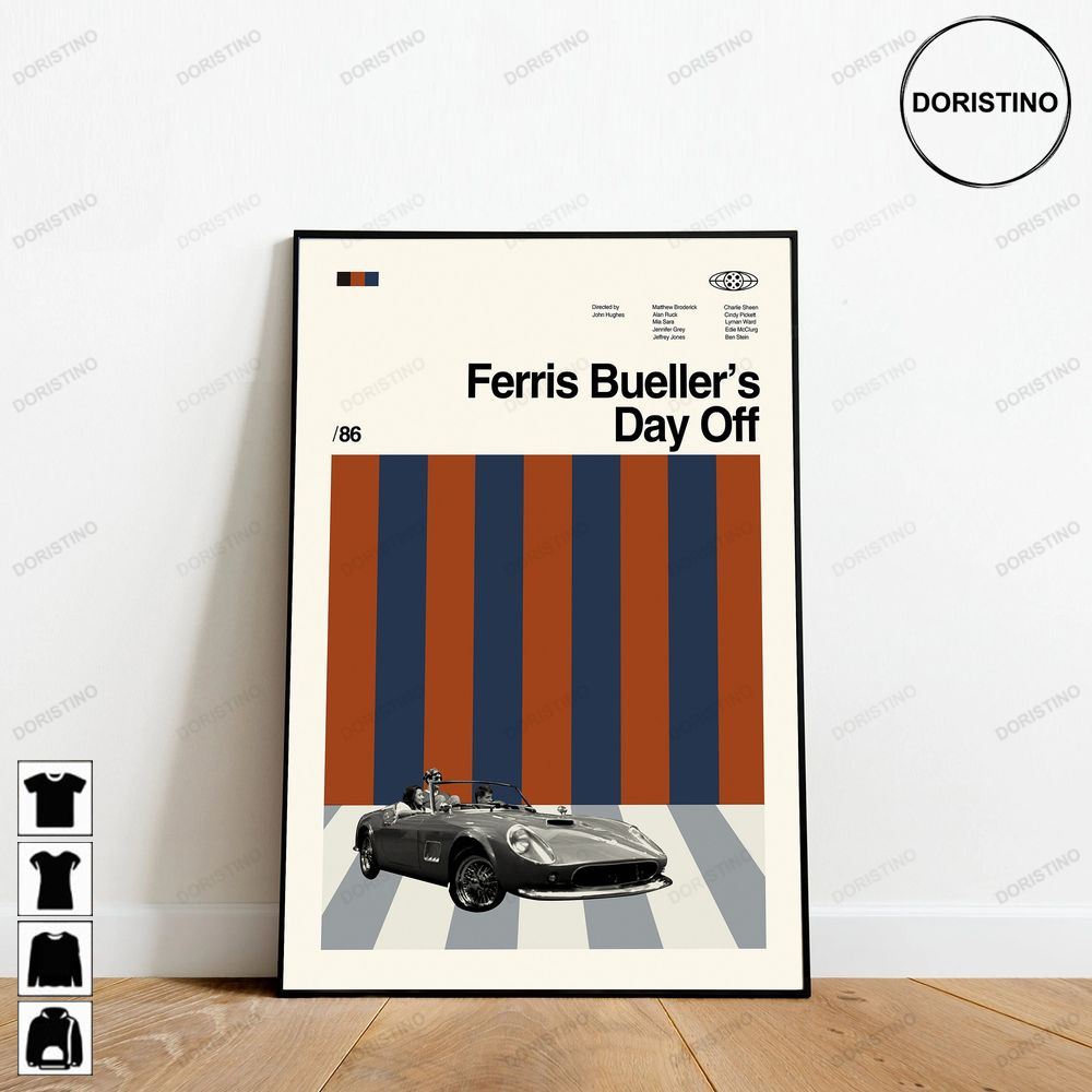 Ferris Buellers Day Off Minimalist Art Retro Modern Vintage Abtract Art Trending Style Poster (No Frame)