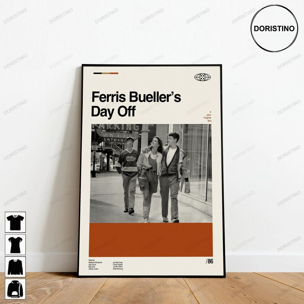 Ferris Buellers Day Off Retro Movie Minimalist Art Retro Modern Vintage Trending Style Poster (No Frame)