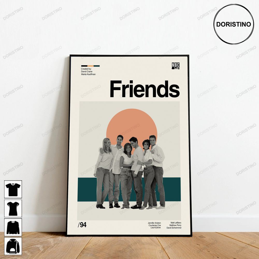 Friends Tv Show Retro Movie Minimalist Art Retro Modern Vintage Ver Awesome Poster (No Frame)