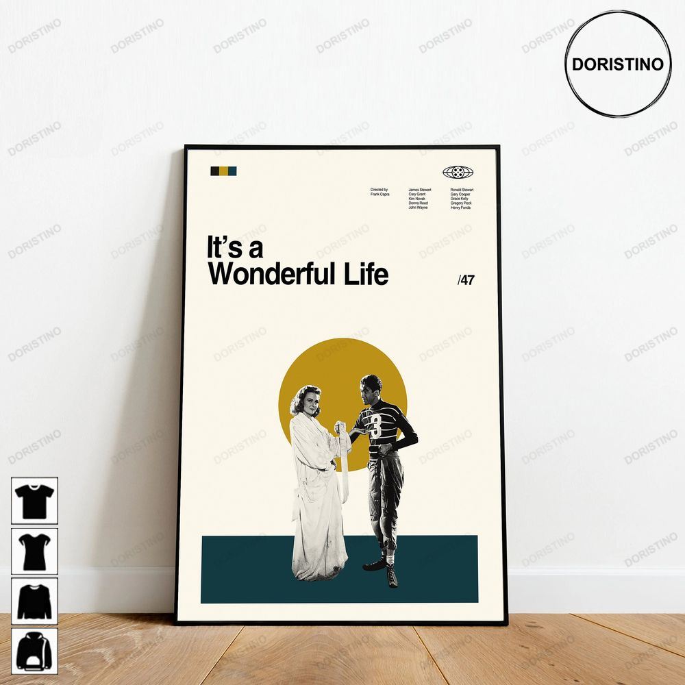 Its A Wonderful Life Retro Movie Minimalist Art Retro Modern Vintage Gift For Him Awesome Poster (No Frame)