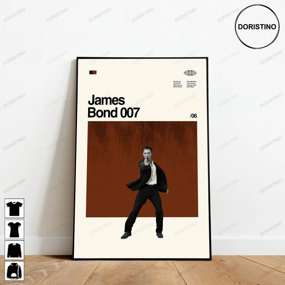James Bond 007 Daniel Craig Retro Movie Minimalist Art Retro Modern Vintage Awesome Poster (No Frame)